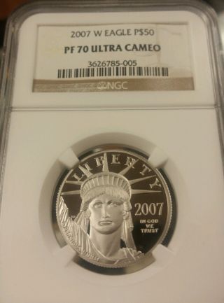 2007 W Eagle P$50 Platinum Pf70 Ngc Ultra Cameo photo