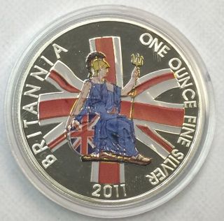2011 Britannia 1 Oz Silver Coin Colorized photo