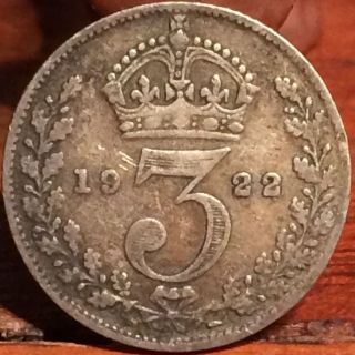 Great Britain Silver - 1922 Three Pence Km 813a - photo