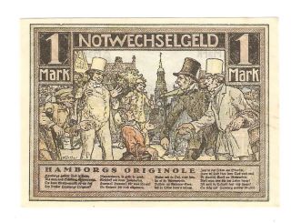 Germany Notgeld Hamburg Notwechselgeld 1 Mark 1921 Uncirculated photo