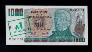 Argentina 1 Austral (1985) Pick 320 Unc Banknote. photo