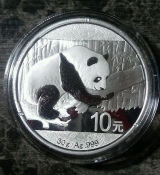 2016 Panda 30g 10 Yuan Silver Bu In Capsule.  999 Fine Silver. , photo