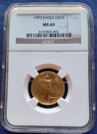 1993 $10 Gold 1/4oz American Eagle Ngc Ms69 photo