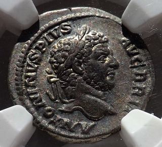 Caracalla Ad 198 - 217 Ar Denarius Ngc Xf Roman Empire Silver 5/5 4/5 photo
