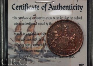 East India Company 10 Cash 1808 Admiral Gardner Shipwreck Revovery photo