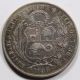 Peru 1868 Lima Yb 1 Sol Silver Coin Xf,  Km 196.  3 Crown Size Nicely Toned South America photo 1