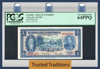 Tt Pk 398 1953 Colombia 1 Peso Oro 