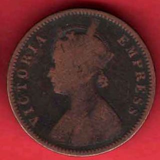 British India - 1889 - Victoria Empress - One Quarter Anna - Rare Coin F - 23 photo