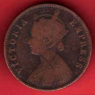 British India - 1891 - Victoria Empress - One Quarter Anna - Rare Coin F - 22 photo