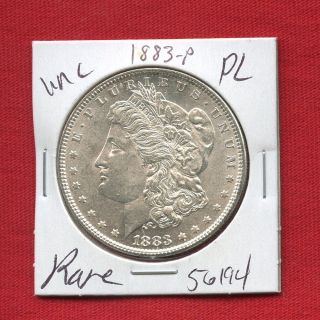 1883 Pl Unc Morgan Silver Dollar 56194 Ms,  Bu Coin Us Rare Date Estate photo
