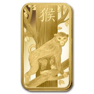 5 Gram Pure 9999 Gold Year Of The Monkey Pamp Suisse Bar $9.  99 photo