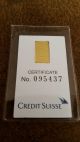 1 Gram Credit Suisse Liberty Bar With Assay Card Gold photo 2
