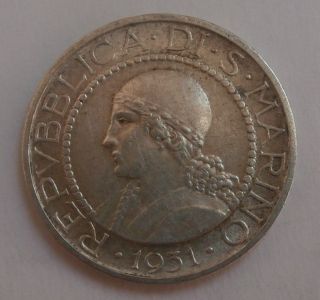 San Marino 5 Lire 1931.  R,  Silver Coin Key Date Vf, photo