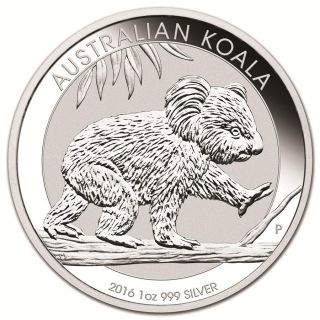2016 - P 1 Oz Silver Australian Koala Bu Round Bullion Coin - Perth Pre - photo