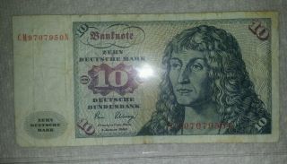 1980 Germany 10 Deutsche Mark Note photo