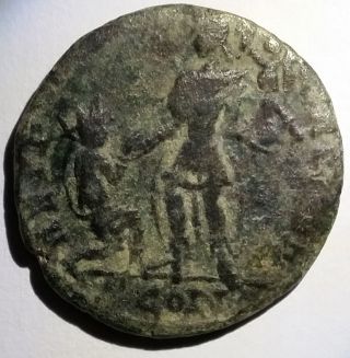 Ancient Roman Bronze Coin Gratian 367 - 383ad Raising Kneeling Female R2 Rarity photo