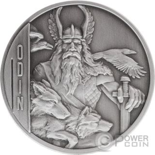 Odin Norse Gods High Relief 2 Oz Silver Coin 5$ Niue 2016 photo