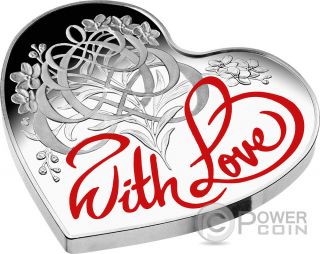 With Love Heart Shaped Silver Coin 5$ Australia 2016 photo