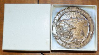 Boxed 1959 49th State Of Alaska Official Bronze Medal 2 1/2 
