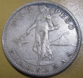 1908 S Filipinas One Peso Silver Very Little Wear photo