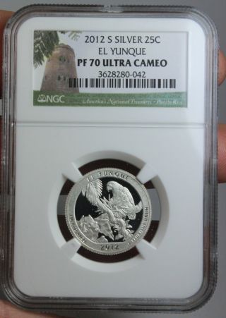 2012 S Silver 25c Quarter El Yunque Ngc Pf70 Ultra Cameo Coin photo