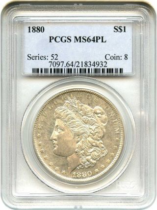 1880 $1 Pcgs Ms64 Pl - Flashy Surfaces - Morgan Silver Dollar - Flashy Surfaces photo
