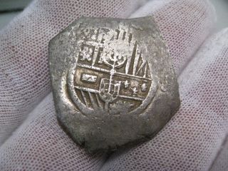 Spanish Colonial Silver 8 Reales Cob - Philip Iv (1621 - 65).  Spain.  27.  4g,  29x33mm photo