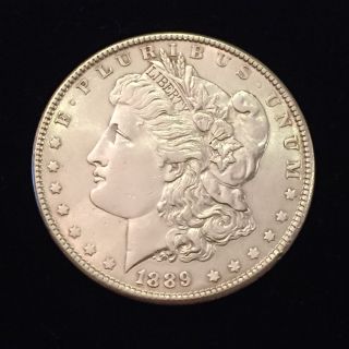 1889 Philadelphia Morgan Silver Dollar Shiny Coin Better Date Au Like photo
