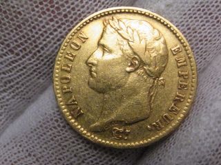 1808 A Gold 20 Franc Coin.  France.  Napoleon Bonaparte.  Agw.  1867 Troy Oz. photo