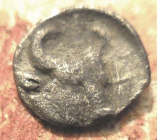Kyzicus,  Mysia Silver Hemiobol.  410 Bc.  Attis Wearing Phrygian Cap,  Bull photo