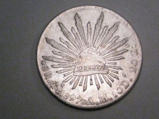 1897 Cn Am 8r Silver 8 Reales.  Second Republic Of Mexico. photo