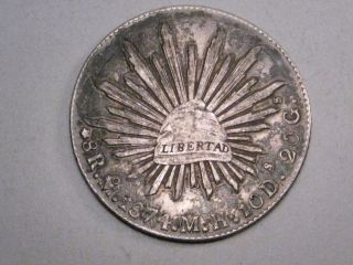 1874 Mo Mh 8r Silver 8 Reales.  Second Republic Of Mexico. photo
