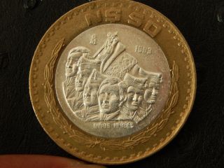 Mexico Bimetallic Silver Coin 50 Nuevos Pesos Km571 Au 1993 - Niños Heroes photo