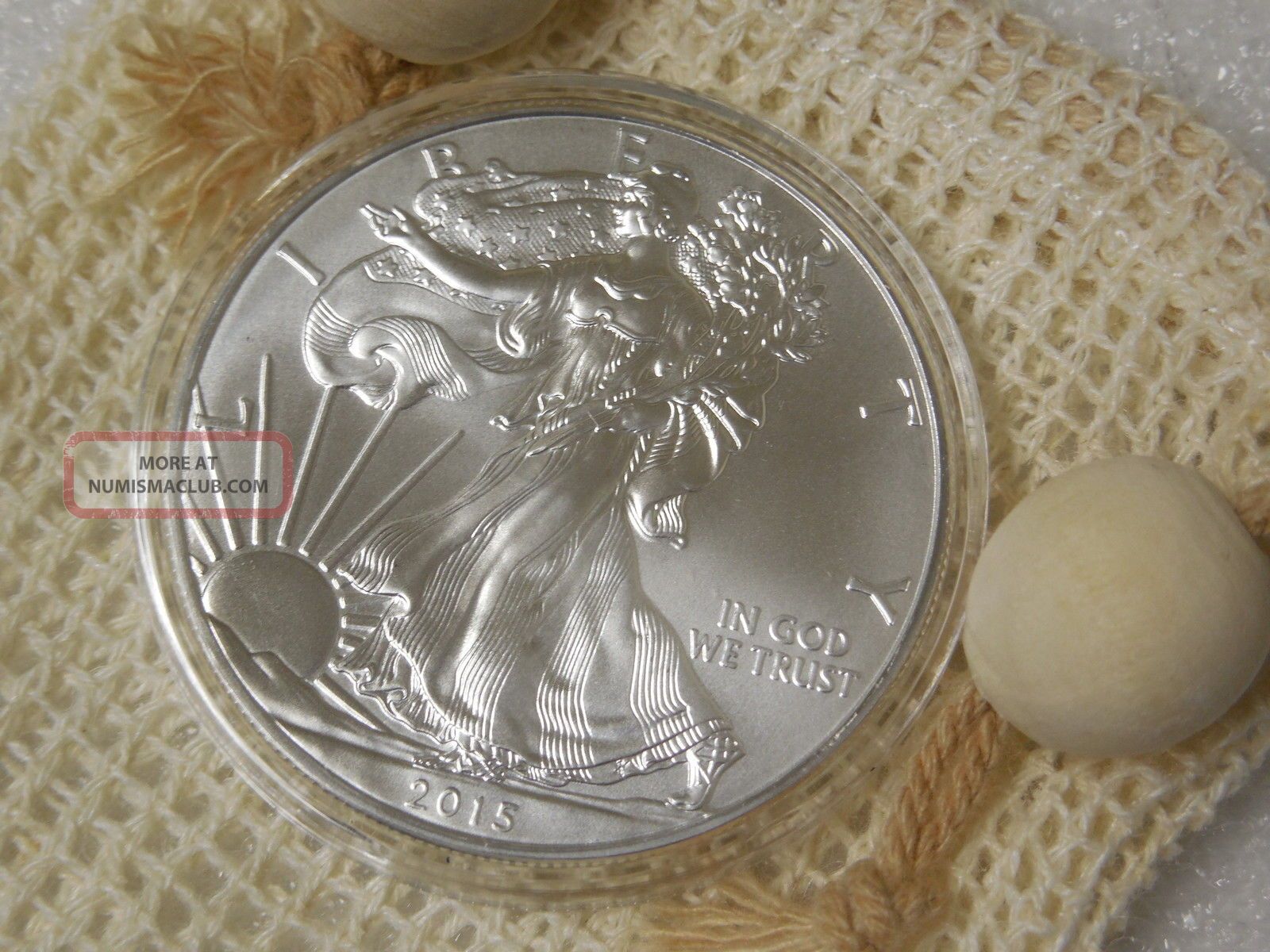 2015 Silver Eagle 1 Troy Oz.  999 Fine Silver Bullion In Airtite & Antique Pouch Silver photo