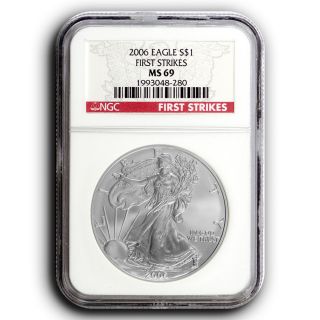 2006 Ngc Ms69 First Strikes 1 Oz American Silver Eagle $1 Coin photo