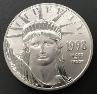 1998 $100 Platinum American Eagle 1 Oz.  Fine Platinum - Scarce Date photo
