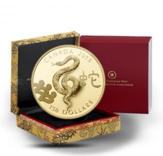 2013 Canada $150 Solid 18k Gold Year Of The Snake Lunar Proof Coin photo