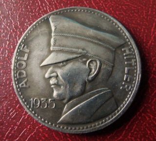 Adolf Hitler German Commemorative Exonumia Coin 1935 - 5 Rm. photo