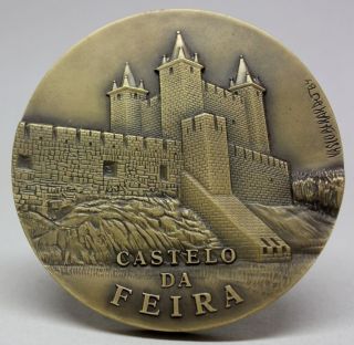 Monuments Of Portugal/ Feira Castle Large Bronze Medal/ Coat Of Arms Of Feira photo