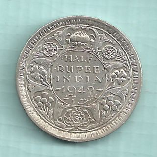 British India - 1942 - King George Vi Emperor - Bombay - Half Rupee - Rare photo