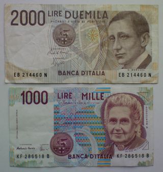 Italia - 2000 Duemila Lire 1990 - 1000 Mille Lire 1990 - photo