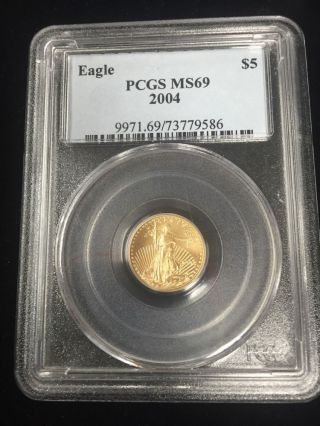 2004 $5 1/10 Oz Gold American Eagle Pcgs Ms69 photo