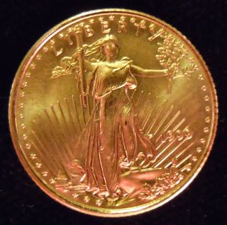 Bu 1999 American Eagle $5 Five Dollar Gold Coin 1/10 Oz.  999 Gold Coin - No Res photo