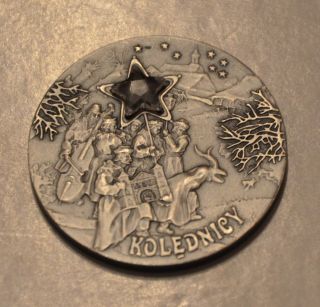 2001 - Poland - 20 Zloty - Kolednicy - Silver Oxidiced With Zircon 0.  925 Coin photo
