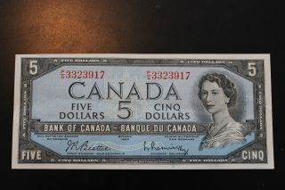 Canada 1954 $5 Bill,  Crisp & Almost Uncirculated To Uncirculated photo