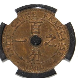 French Indo - China Cent,  1900,  Bronze,  Ngc Au - 55 photo