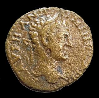 Commodus Provincial Ae22,  Fortuna/tyche Holding Rudder photo
