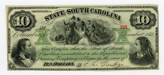 1873 $10 The State Of South Carolina Note Cu photo