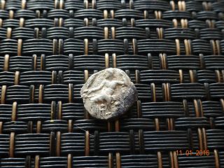 Ancient Greek Silver Coin Ar Obol Unknown Very Interesting / 10mm photo