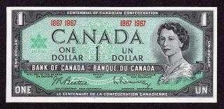1867 1967 $1.  00 Gem Uncirculated Crisp Fresh Bank Of Canada Paper Money Dollar photo